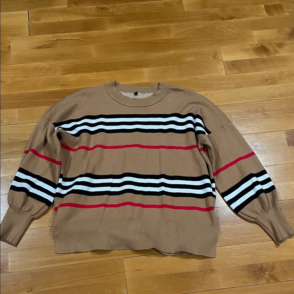 Amazon Tan Striped Women's Sweater